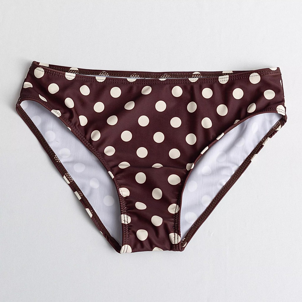 Áo Tắm Bikini Ba Mảnh Retro Chấm Bi Cổ Điển Gợi Cảm Cho Nữ