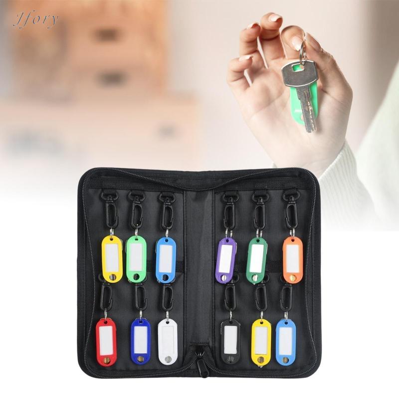 Jfory Hộp đựng chìa khóa di động Hộp đựng túi đựng hộp đựng có móc và thẻ Túi sắp xếp khóa kéo chống cháy cho văn phòng bán hàng tại nhà