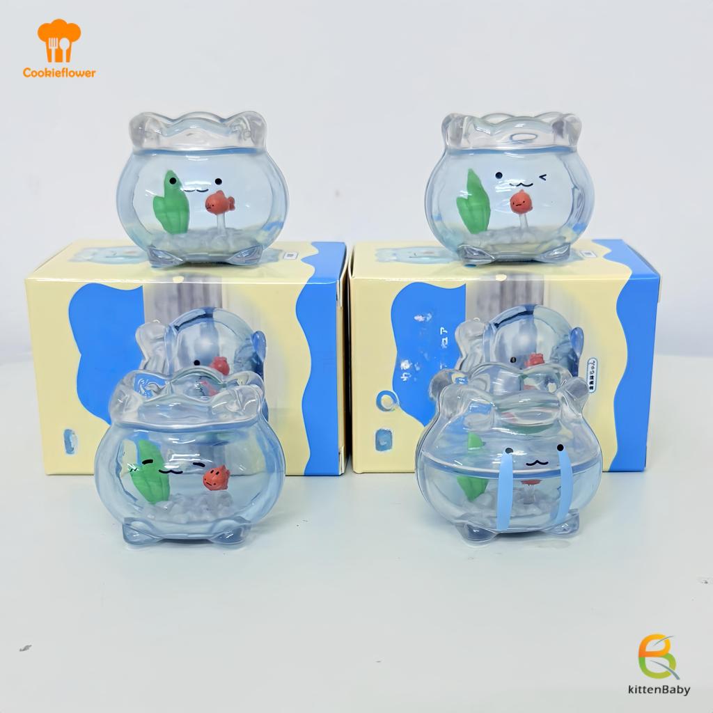 [Kitten-t] 1 Cái Trang Trí Máy Tính Để Bàn Mini Trong Suốt Cá Vàng Jun Biểu Hiện Hộp Mù Kawaii Mini Hình Quà Tặng Bất Ngờ Mới