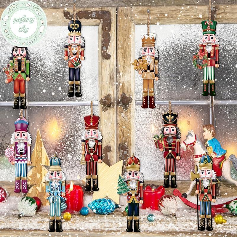PUSKY 12 Bộ Trang Trí Bằng Gỗ Nutcraer - Quà Giáng Sinh, Trang Trí Tiệc Và Trang Trí Nhà VN