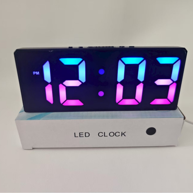 Đồng hồ LED 3D thông minh để bàn treo tường, báo thức, hiển thị thời gian & nhiệt độ, decor vintage phòng ngủ