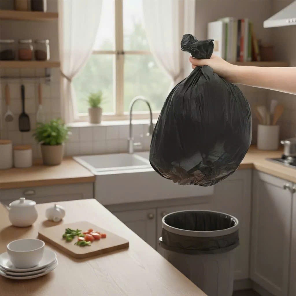 12 Cuộn (4 bịch) Túi Đựng Rác Đen Kích Thước 55x65 Tự Phân Hủy, Thân Thiện Với Môi Trường, Dùng sinh hoạt trong gia đinh
