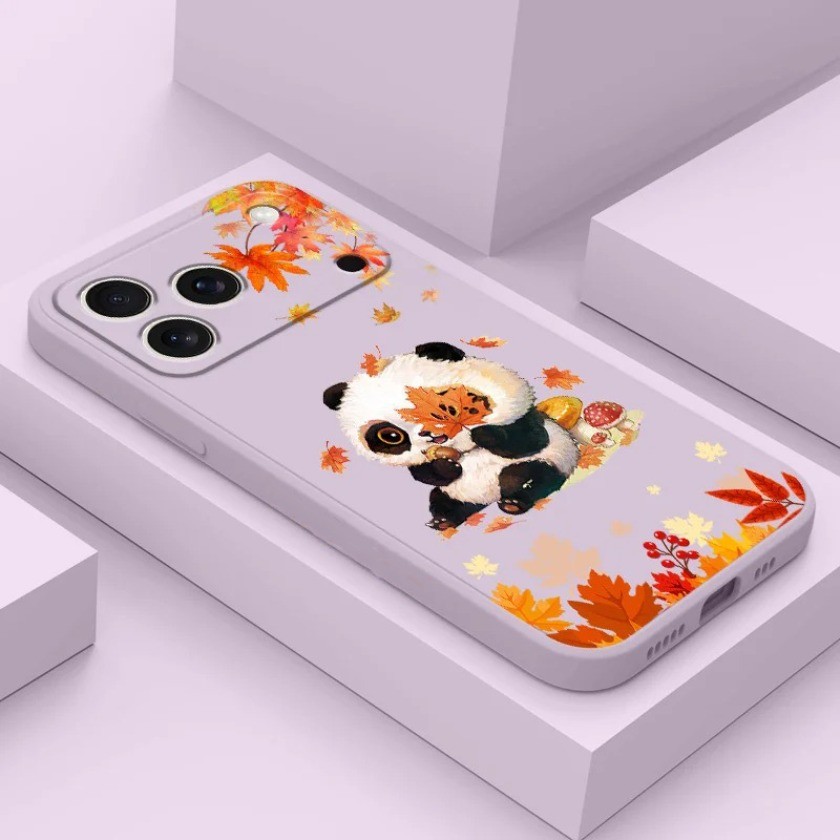 Ốp điện thoại hình lá tre màu đỏ và gấu trúc cho Honor X7d X6c X7C X8B X6B X9C 90 200 500 Smart 70 Lite Ốp lưng TPU mềm chống sốc