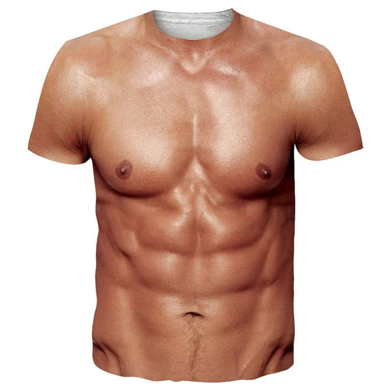 Áo thun unisex in hình cơ bắp 3D đáng yêu - Áo ngắn tay mới lạ