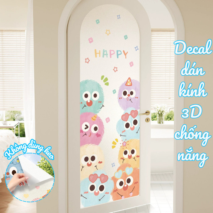 Decal Dán Kính 3D Tĩnh Điện Chống Nắng DINO, Miếng Dán Kính Không Keo Chống Nhìn Trộm, Cách Nhiệt Cửa Sổ