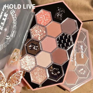 HOLD LIVE Bảng Phấn Mắt Màu Sắc Cà Phê Sữa Trà Mật Ong Màu Nâu Cam Lì Ngọc Trai Lấp Lánh Sắc Tố