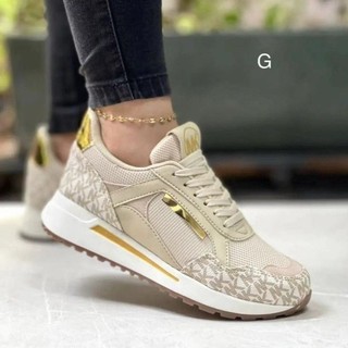 Giày thể thao thông thường mũi tròn cỡ lớn 224 Giày lưới buộc dây đơn nữ 0PDO