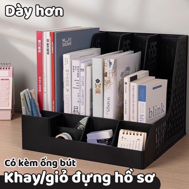 Kệ đựng tài liệu A4, kệ đựng sách 3/4 ngăn đa chức năng, mang đến sự ngăn nắp cho bàn làm việc học sinh