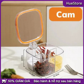 Hộp chia gia vị 4 ngăn - PVC, thiết kế nhẹ, Hũ, Hộp Đựng Gia Vị, Đa Năng, 4 Ngăn, Kèm Muỗng, Có Nắp Đậy