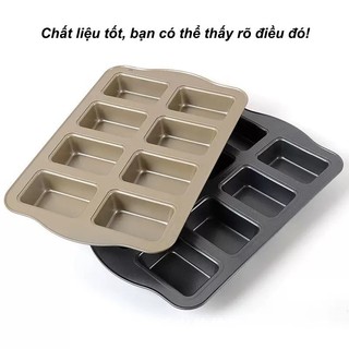 Khuôn Nướng 8 ô Chống Dính, Thép Carbon Cao Cấp, Không Dính Dễ Lấy Bánh, Làm Bánh Mì Và Bánh Ngọt