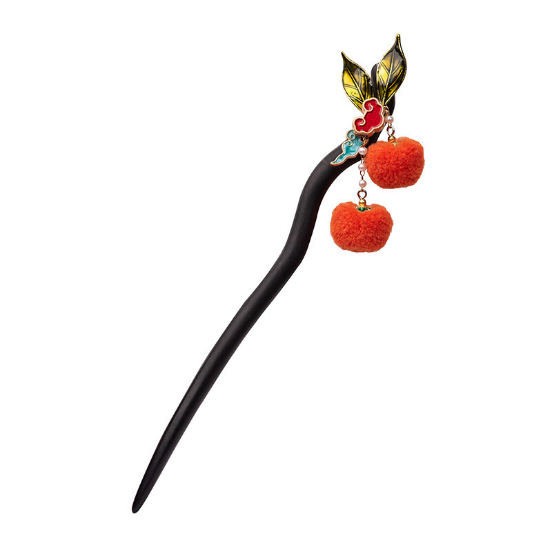 Kẹp tóc quả bóng sang trọng dễ thương Persimmon Ruyi