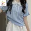 ZK Áo Thun Nữ Phong Cách Hàn Quốc Mùa Hè, Cổ Búp Bê Ngọt Ngào Với Nơ