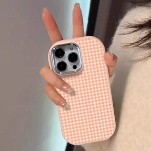 Lưới màu hồng đơn giản phù hợp với vỏ điện thoại 16/17, iPhone 13 có khung kim loại 7p/8p, các mẫu iPhone 14/15/11.