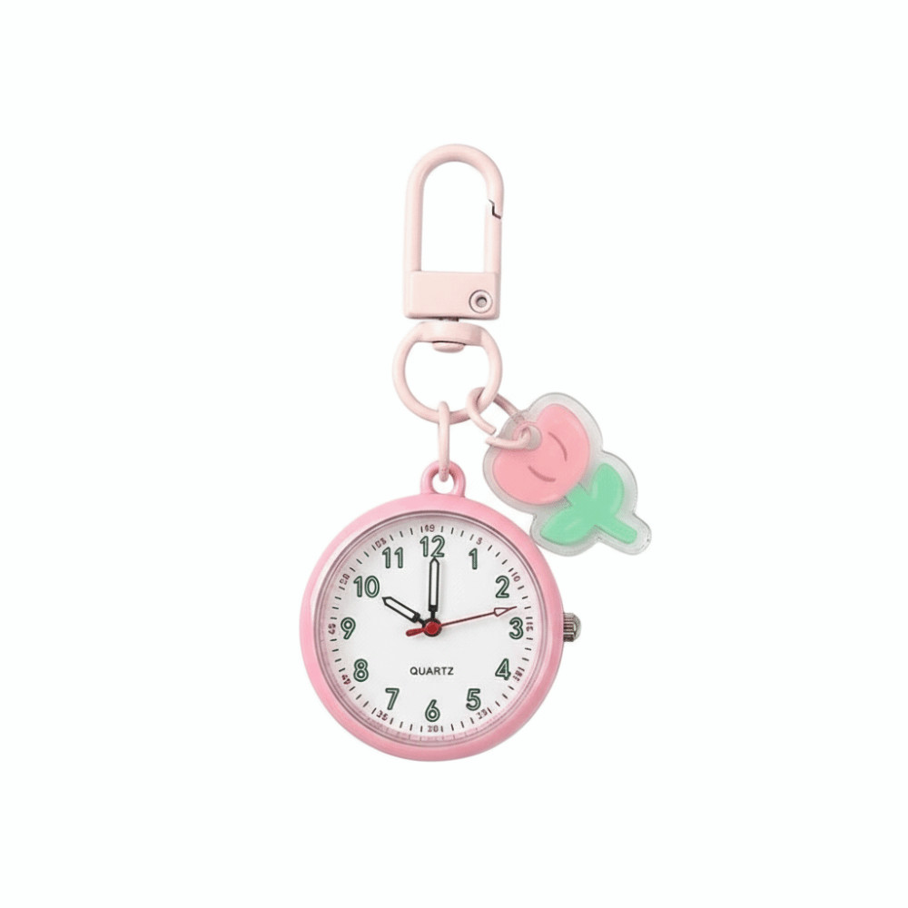 Đồng hồ bỏ túi móc khóa Mini OUSXA, Đồng hồ treo điện tử Dopamine, Đồng hồ bỏ túi dạ quang tròn có thể tái sử dụng sáng tạo Phụ kiện thời trang