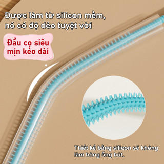 【BabyJoy】Bàn chải làm sạch ống hút silicon cực dài,Bộ hai chiếc,tay cầm chống trượt mềm dẻo