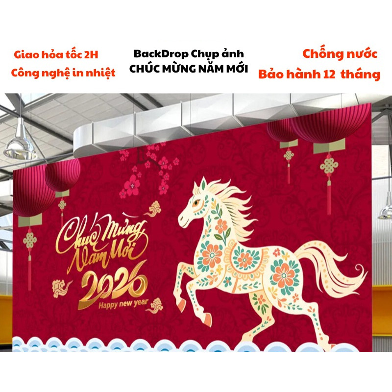 Phông nền chụp ảnh Gala Diner Tết cỡ lớn có nhiều size, in bạt theo yêu cầu