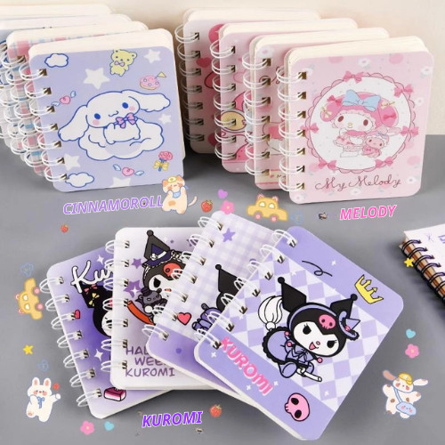 Sổ tay ghi chép A6 kẻ ngang cute, sổ lò xo mini hoạt hình đa dạng mẫu mã, kích thước nhỏ gọn cho học sinh