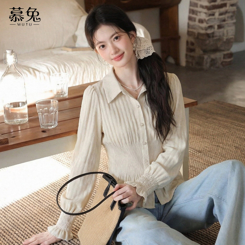 Mutu Pháp Cao Cấp - Áo Sơ Mi Nữ Tay Ve, Nẹp Mỏng Hợp Mốt
