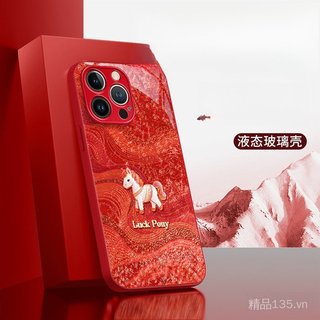 Thích hợp cho Ốp điện thoại 17promax iphone15 Lucky Pony 16 Liquid Glass mate80 Nữ mới 14 13 12 11 xs xr