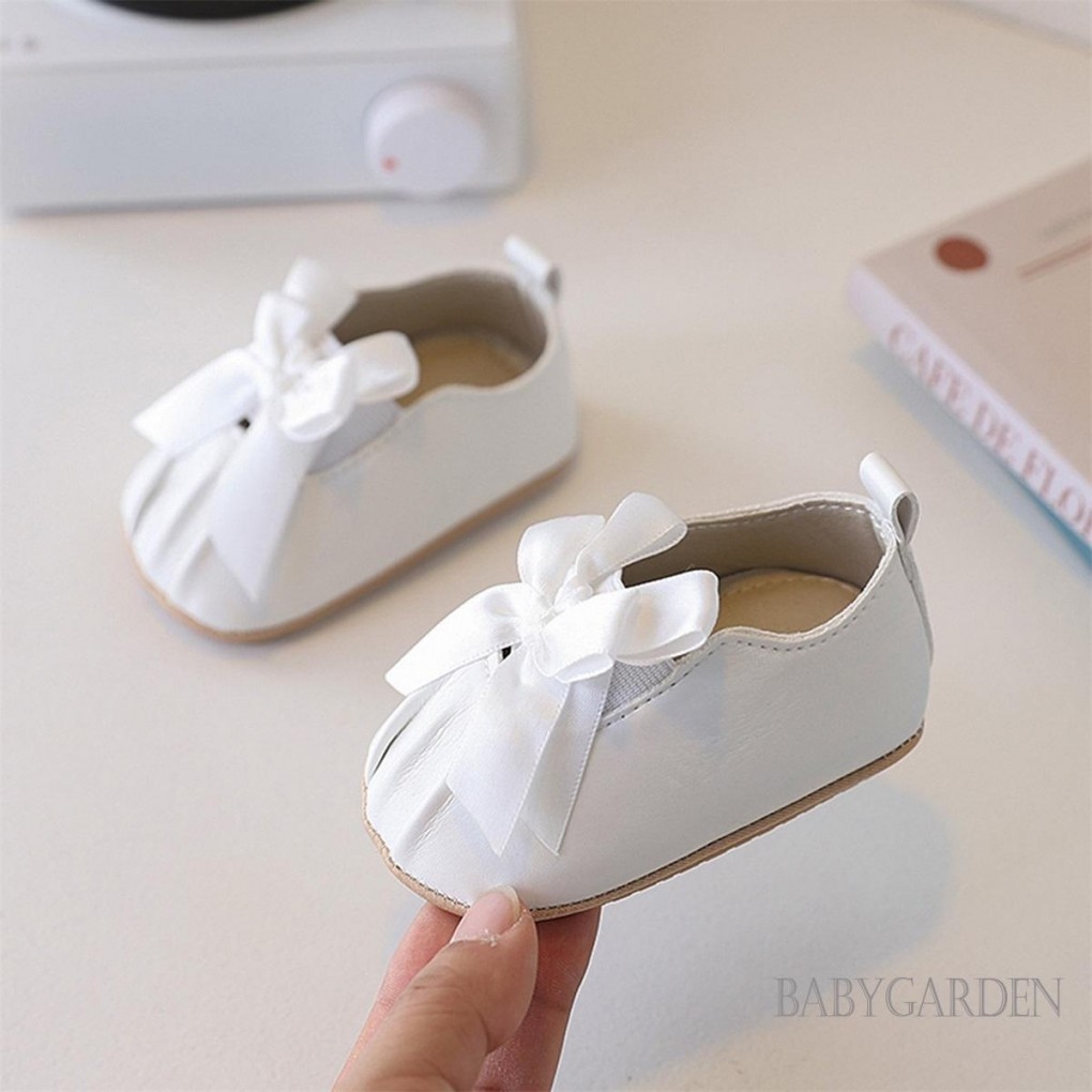 Bé Gái Mary Jane Giày Có Nơ Gần Mũi Chống Trơn Trượt Đế Mềm Đi Bộ Giày Dễ Thương