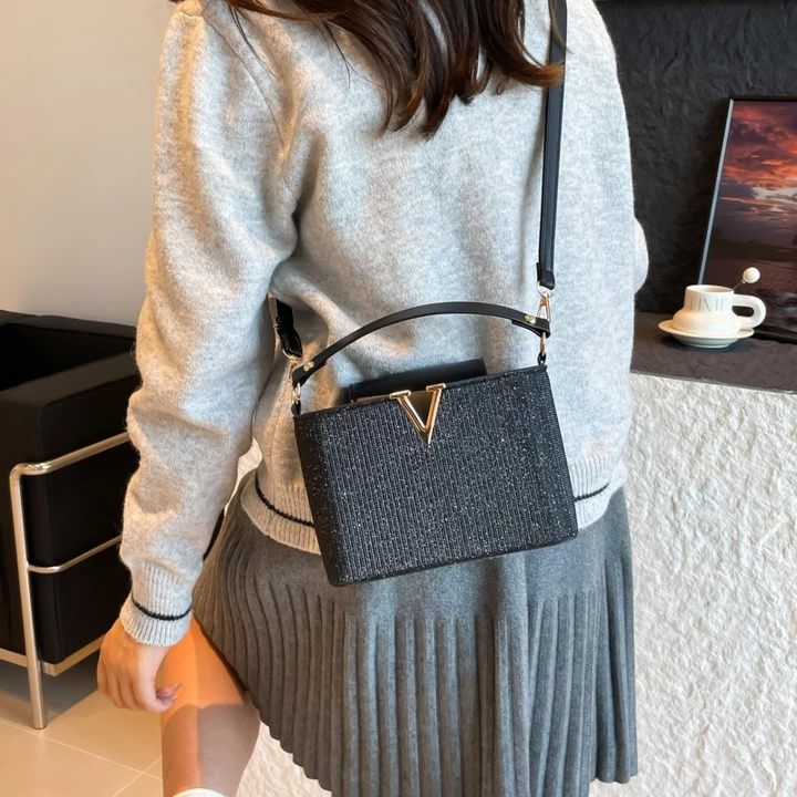 Túi xách nữ sang trọng Túi xách thương hiệu Túi xách sáng bóng Kết cấu cao cấp Túi xách sáng bóng Nữ 2025 Phong cách mới Niche Thời trang một vai Túi xách thời  – 7