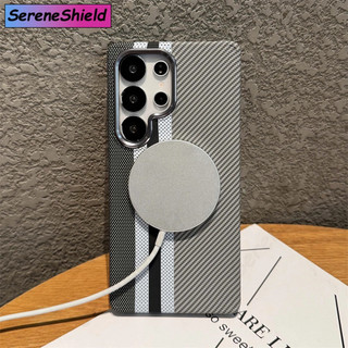 Ốp điện thoại di động từ tính màu sợi Carbon Kevlar thời trang Samsung S25 S24 Super S23 Plus Mg Vỏ bảo vệ từ tính chống sốc PC cứng.