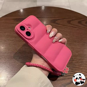 Vỏ áo khoác có dây buộc cỏ ba lá bốn lá cho iPhone 17 Pro Max Air 16E 16 15 Pro Max Plus 17ProMax 16ProMax 15ProMax Vỏ điện thoại mềm chống sốc màu kẹo dễ thương
