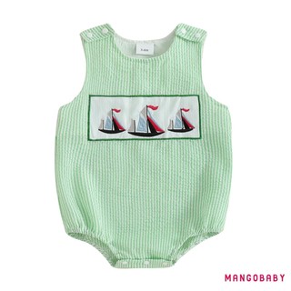 MG-Baby Girl Áo Liền Quần Mùa Hè Sọc In Thuyền Thêu Áo Liền Quần Không Tay Cho Sơ Sinh Quần Áo Dễ Thương