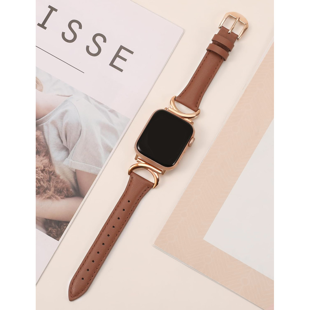 Dây đeo thắt lưng nhỏ bằng da kim loại thời trang dành cho nữ Thích hợp cho Apple Watch S11 SE3 Ultra3 S10 S9 S8 SE S7 S6 Ultra 49mm 46mm 42mm 40mm 44mm 41mm 45mm Dây đeo cổ tay