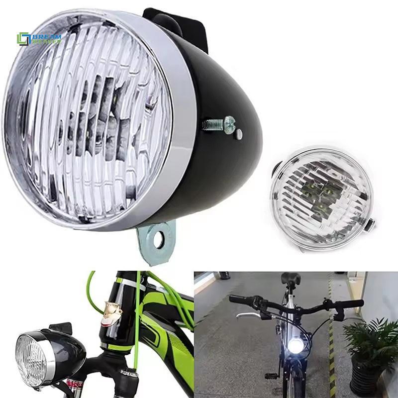 Đèn pha cổ điển cho xe đạp - Vỏ ABS, 3 đèn LED - Thích hợp đi đêm