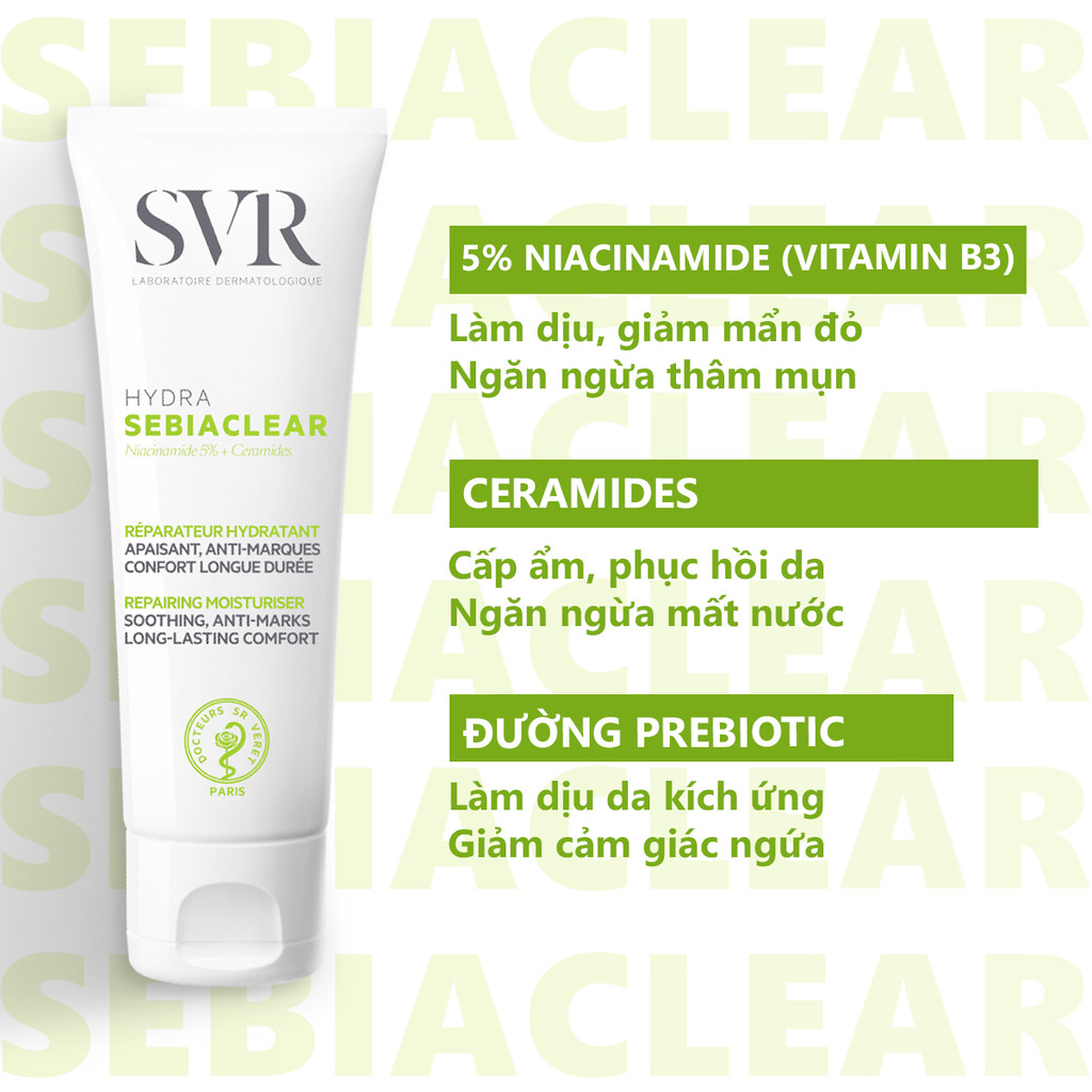 Combo giảm mụn, dưỡng ẩm SVR Sebiaclear Serum 30ML và Sebiaclear Hydra 40ML (CBG13)