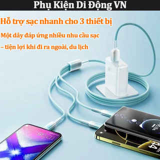 Cáp sạc nhanh 120W Type-C iPhone dây bện nylon siêu bền cho iPhone 11 12 13 14 15 16 17 Samsung Xiaomi OPPO Vivo