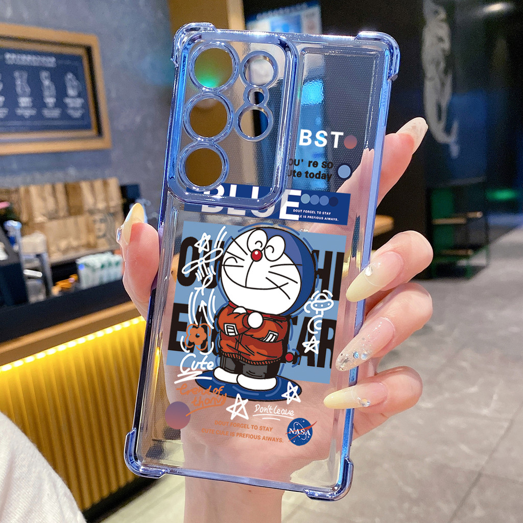 Tương thích với Samsung Galaxy S25 S24 S23 Ultra S22 Plus S21 FE S20 Cool Doremon Clear Mạ Case Chống rơi FD