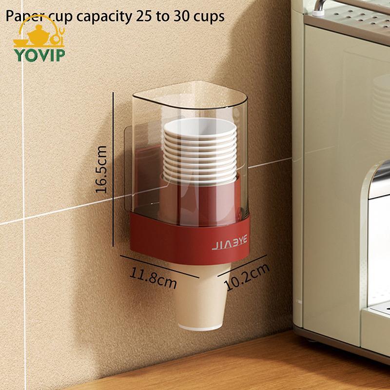 YOVIP Cốc giấy dùng một lần Hộp đựng nước bằng nhựa treo tường Hộp đựng cốc Hộp đựng cốc Giấy Khung tổ chức tại nhà VN