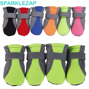 Giày bốt cho chó SPARKLELAP Có thể giặt được Bảo vệ bàn chân siêu mềm Lưới vỉa hè nóng có sọc phản quang Giày đi mưa cho thú cưng