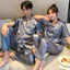 Một Mảnh Mùa Xuân Thu Ngắn Tay Bộ Đồ Ngủ Cặp Đôi Nam Nữ Băng Lụa Màu Trơn Giả Lụa Có Thể Mặc Bên Ngoài