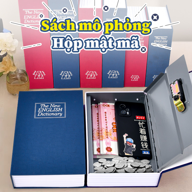 Hộp tiết kiệm an toàn, tiện lợi với mật khẩu, đáng tin cậy và bảo mật – Tủ khóa hình sách mini