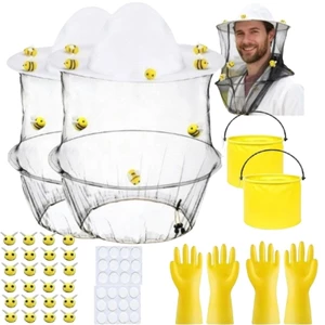 PCF * Bộ trang phục nuôi ong bao gồm 2 mũ nuôi ong và tấm che mặt 10 mũ nuôi ong bằng len 10 băng keo hai mặt tròn được