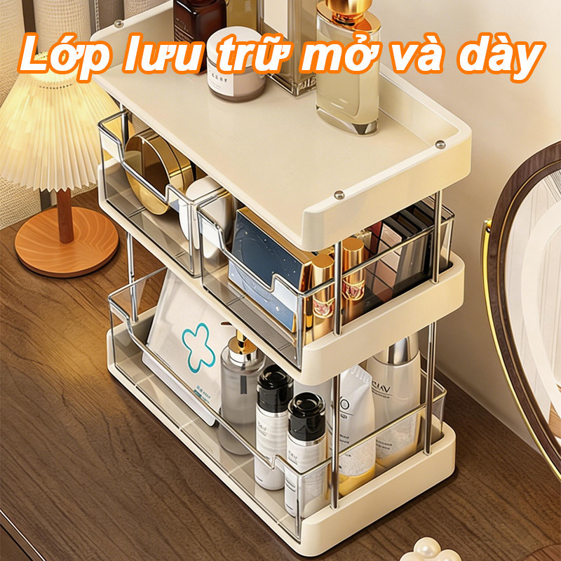 Hộp Đựng Mỹ Phẩm Có Ngăn Kéo 2/3 Lớp - Dung Tích Lớn, Chống Bụi Hiệu Quả, Dùng Để Bàn Trang Điểm & Kệ Phòng Tắm