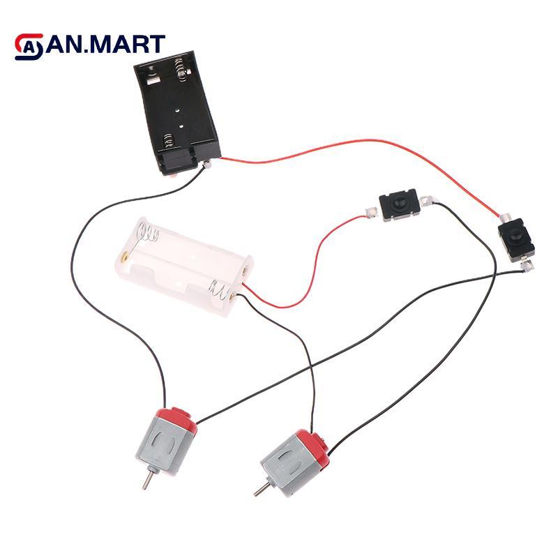 AN.MART Bla White 130 Bộ Động Cơ Với Hộp Bảo Quản Và Công Tắc Pin 2xAA 16500 RPM Mini DIY Mô Hình Mạch Động Cơ Điện Tử Bộ VN