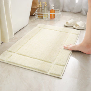 Thảm lau chân nhà tắm phong cách kem tối giản - Thảm lông dày siêu thấm hút chống trượt cao cấp (40*60cm / 50*80cm)