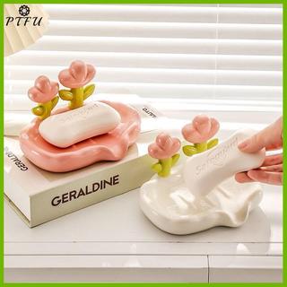 PTFU Sáng Tạo Hộp Xà Phòng Thoát Nước Chống Trơn Trượt Đĩa Phụ Kiện Phòng Tắm Biển Trắng Dùng Cho Tắm Gia Đình Mới