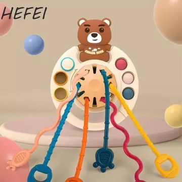 HEFEI Đồ chơi Montessori giác quan cho bé HEFEI, Đồ chơi dây kéo silicon phát triển giác quan PP, Đồ chơi cảm giác cho bé Grab Ball Soft Appease Infantil Đồ chơi mọc răng có thể điều chỉnh cho trẻ sơ 