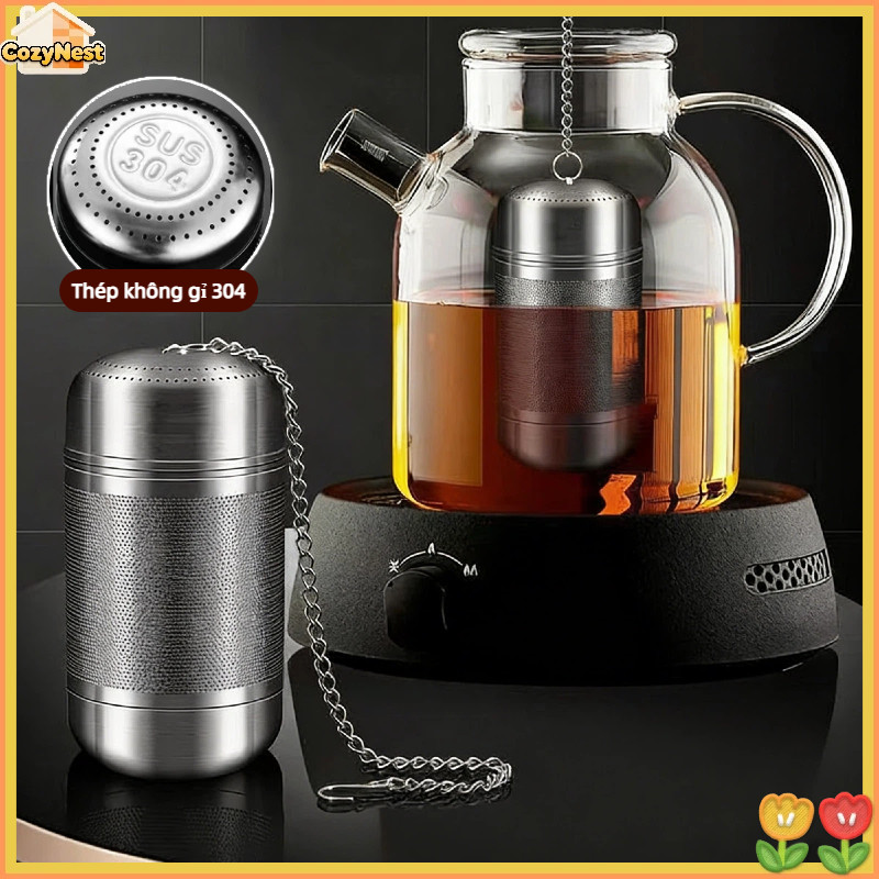 Bộ lọc trà inox 304 siêu mịn hình trụ cao cấp – lọc gia vị đa năng, dễ vệ sinh, an toàn sức khỏe