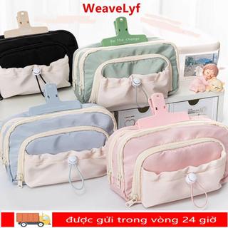 Túi đựng bút WEAVELYF, Bút chì dây rút năm lớp, Quà tặng tổ chức văn phòng phẩm có dây kéo dung tích lớn thời trang