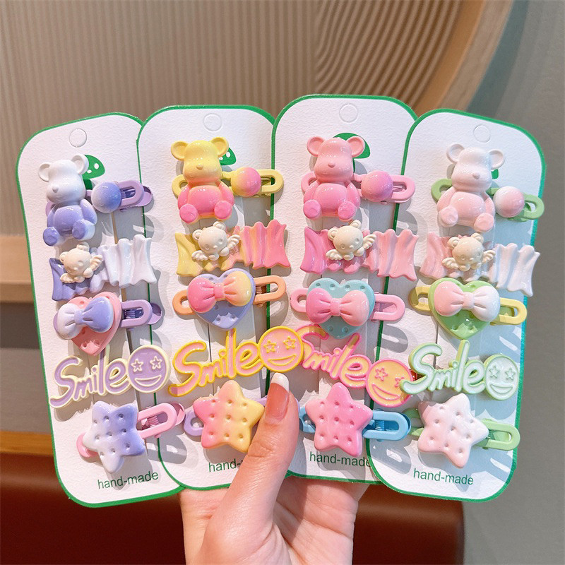 Set 5 kẹp tóc gấu bear smile mẫu mới dành cho bé gái siêu hot