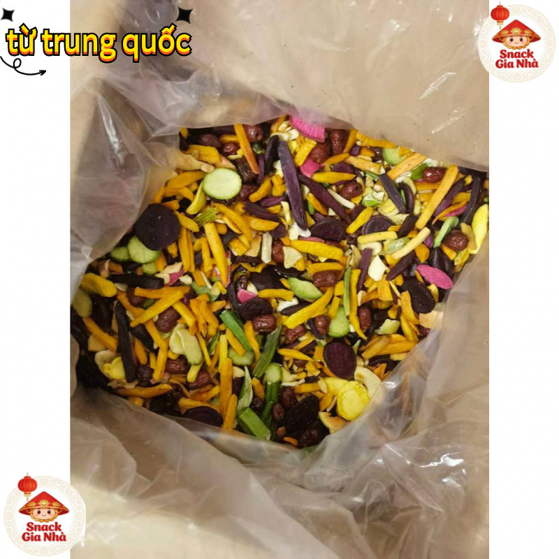 Rau củ quả sấy thập cẩm không tẩm ướp đường vị nguyên bản của rau củ quả,hàng cao cấp đóng túi  bạc sẵn