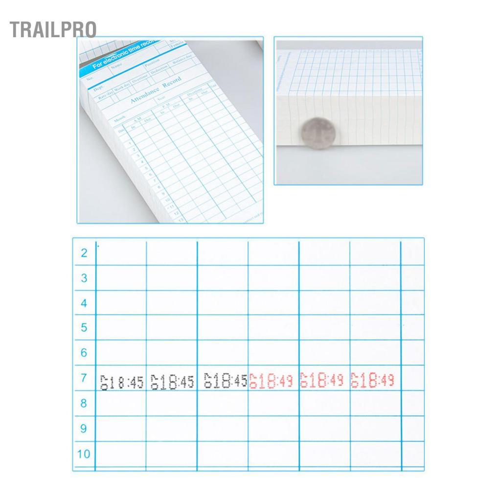 TrailPro 90 cái/gói Thẻ chấm công Thẻ chấm công 2 mặt hàng tháng 18 x 8,4cm dành cho máy ghi đồng hồ chấm công của nhân viên