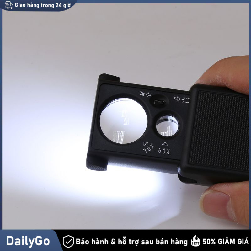 Kính lúp phóng đại 30x 60x tích hợp đèn LED cầm tay Có Đèn LED Và Đèn UV，Kim hoàn / Đá quý