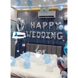 Set bóng bay trang trí phòng cưới màu xanh dương DF40